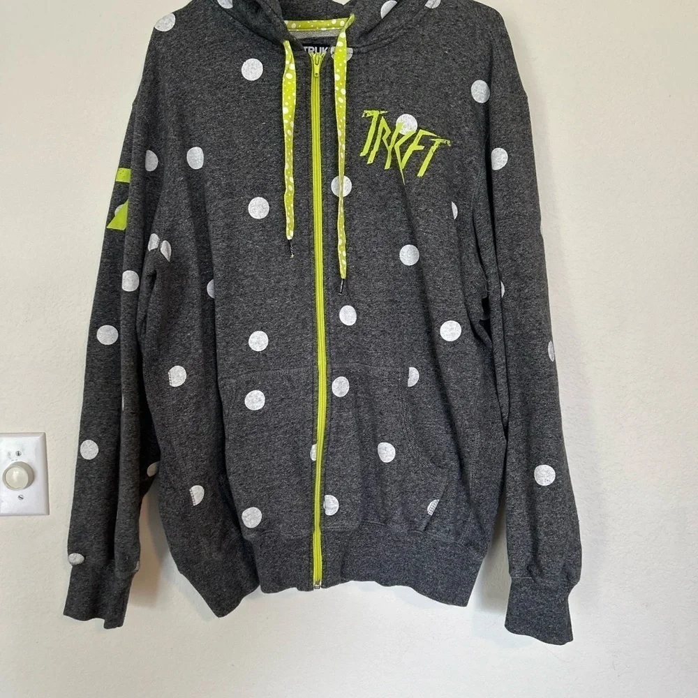 TRUKFIT RESPECT FEW HOODIE ZIP JACKET XL MEN'S POCKETS GRAY POLKA DOT